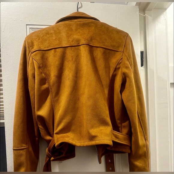 Topshop Womens Brown Suede Moto Jacket - Size 6 - Picture 3 of 4